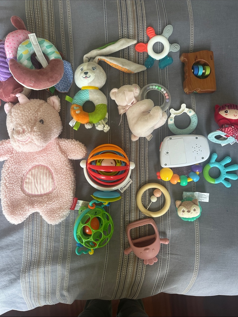 Assorted Kids Toys Bundle - Pink Plush & Multicolor Rattles, Teethers